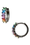 Kurt Geiger Crystal Huggie Hoop Earrings In Rainbow