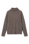 Les Deux Eddie Rib Merino Wool Turtleneck Sweater In Mountain Grey Melange