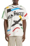 PALM ANGELS BRUSH STROKES COTTON GRAPHIC TEE