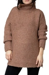 Nom Maternity Lia Check Maternity/nursing Sweater In Mocha