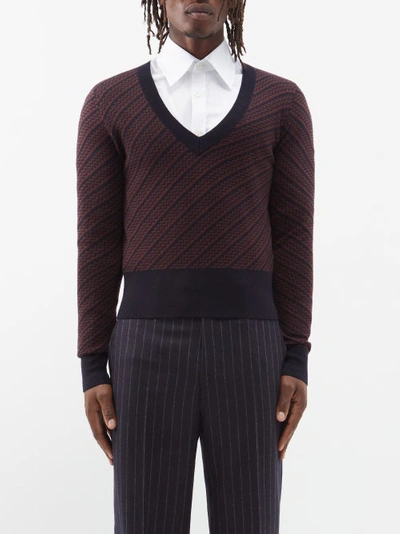 Ben Cobb X Tiger Of Sweden Cobera V-neck Merino Sweater In Brown Multi