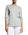 Skin Pima Cotton Long-sleeve Crewneck Tee In Heather Grey