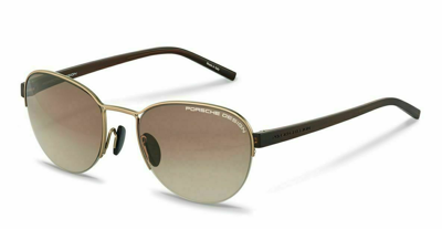 Porsche Design Gradient Brown Oval Mens Sunglasses P8677 C 54 In Brown / Gold