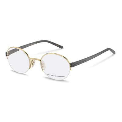Porsche Design Demo Round Unisex Eyeglasses P8350 D 48 In Gold / Grey