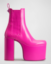 Valentino Beatle Platform Leather Booties In Pink