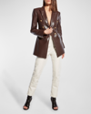 As By Df Beck Recycled Leather Double-breasted Blazer In Mahogany
