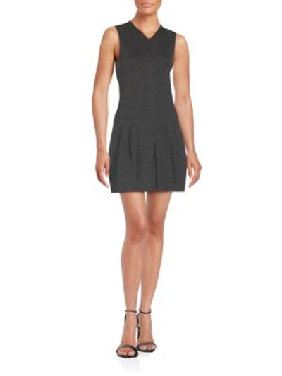 Vince V-neck Pleated Sheath Dress In Charcoal