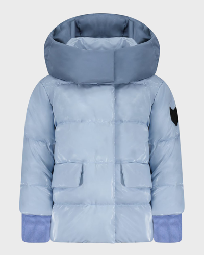 Scotch Bonnet Outerwear Kid's Quilted High Collar Tonal Down Coat In Blue