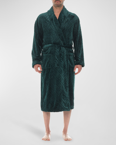 Majestic Men's Crossroads Jacquard Shawl Dressing Gown In Evergreen