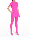 Valentino Bow-detailed Wool And Silk-blend Crepe Mini Dress In Pink
