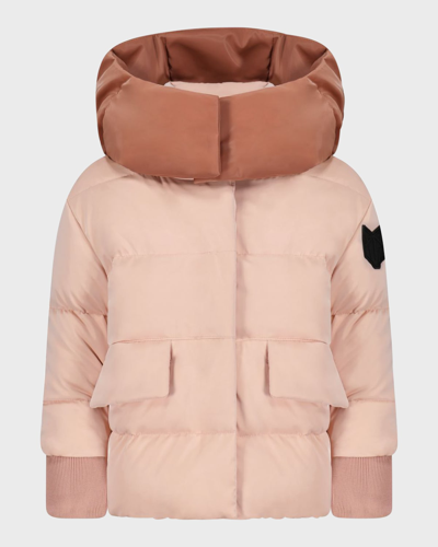 Scotch Bonnet Outerwear Kid's Quilted High Collar Tonal Down Coat In Pink