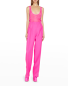 Valentino Semi-sheer Silk Chiffon Tank Top In Pink