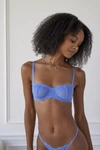 Out From Under Chantilly Lace Balconette Bra In Blue