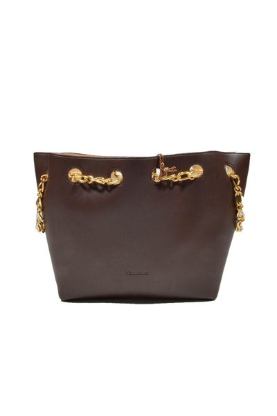 Nanushka Chain Link Open-top Tote Bag In Marrone