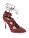 LOEFFLER RANDALL DELFINE BORDEAUX LACE-UP HEELS,0400093136202