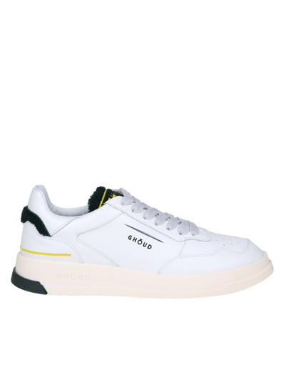 Ghoud Trainers In White And Green Leather In White/green