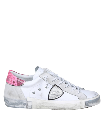 Philippe Model Prsx Sneakers In Pink Color Leather In Bianco