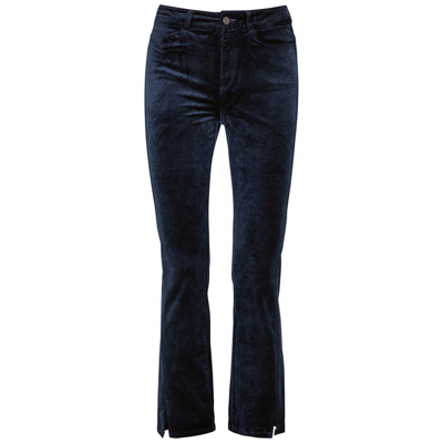 Paige Cindy Navy Straight-leg Velvet Jeans In Blue