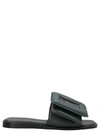 Boyy Black Leather Puffy Slippers In Green
