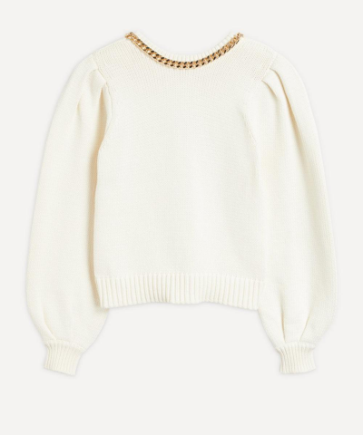 Aje Elle Chain-embellished Cotton-blend Sweater In Ivory