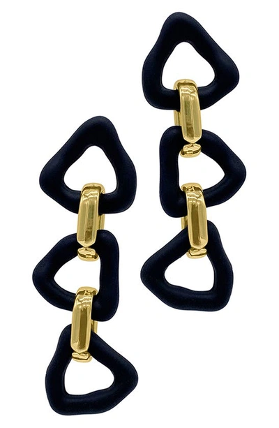 Adornia 14k Yellow Gold Plated Velvet Drop Earrings In Black