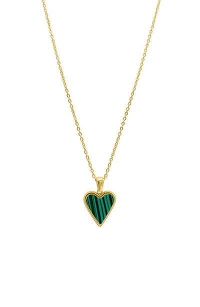 Adornia 14k Yellow Gold Plated Enamel Heart Necklace In Green