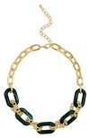 ADORNIA 14K YELLOW GOLD PLATED CHAIN & TORTOISESHELL NECKLACE