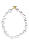 ADORNIA 14K YELLOW GOLD PLATED SYNTHETIC PEARL NECKLACE