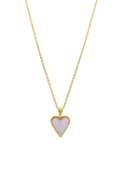 Adornia 14k Yellow Gold Plated Mother Of Pearl Heart Necklace In White