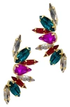 ADORNIA 14K YELLOW GOLD PLATED MULTICOLOR CRYSTAL STUD EARRINGS