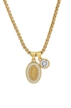 HMY JEWELRY 18K GOLD PLATED ENAMEL & CRYSTAL NECKLACE