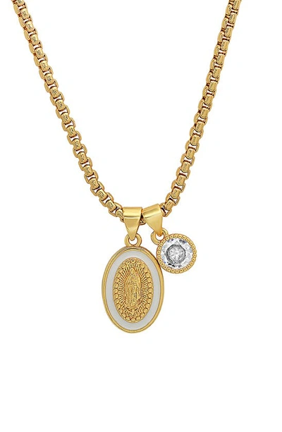 Hmy Jewelry 18k Gold Plated Enamel & Crystal Necklace In Yellow