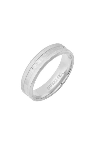 Hmy Jewelry Stainless Steel Brushed Band Ring In Silver