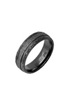 HMY JEWELRY BLACK IP TEXTURED BAND RING