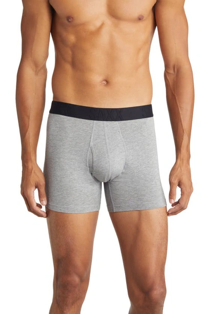 Saxx Droptemp™ Cooling Cotton Slim Fit Boxer Briefs In Dark Grey Heather