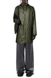 Rains Waterproof Longline Jacket In Evergreen