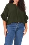 Vince Camuto Ruffle Sleeve Blouse In Pine Forest