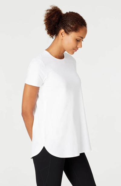 Jjill J.jill Fit Progress Pima-stretch Shirttail Tee In White