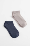 Jjill J.jill Rayon From Bamboo-blend Ankle Socks 2-pair Set In Navy Blue Multi,pearl Grey Multi