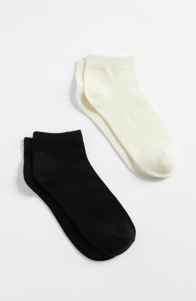 Jjill J.jill Rayon From Bamboo-blend Ankle Socks 2-pair Set In Black,cream