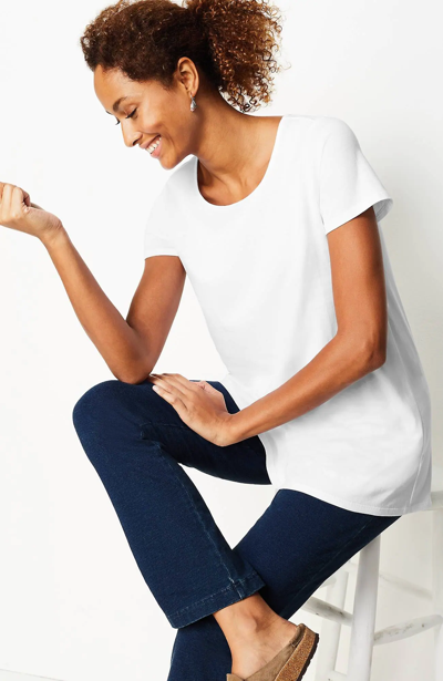 Jjill J.jill Pure Jill Scoop-neck Elliptical Tee In White