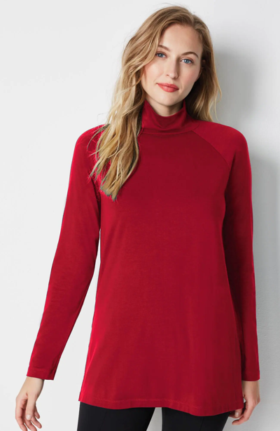 Jjill J.jill Luxe Supima® Everyday Turtleneck Tunic In Scarlet