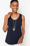 Jjill J.jill Pima Rounded-v-neck Tank In Navy Blue