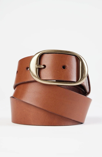 Jjill J.jill Leather Oval-ring Belt In Cognac
