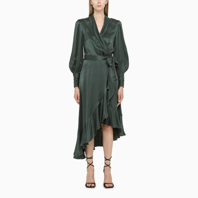 Zimmermann Bottle Green Sandwash Silk Midi