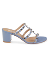 Valentino Garavani Women's Rockstud Leather Block Heel Sandals In Niagara