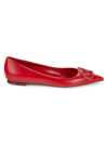 VALENTINO GARAVANI WOMEN'S LOGO LEATHER BALLET FLATS