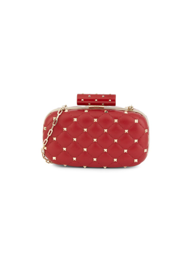 Valentino Garavani Women's Rockstud Leather Clutch In Rosso