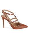 Valentino Garavani Women's Rockstud Leather Stiletto Pumps In Saddle