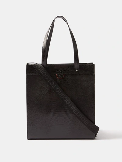 Christian Louboutin Ruistote Crocodile-effect Leather Tote Bag In Black